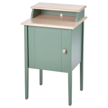 Тумба прикроватная, серо-зеленый, сосна, 47x43 см IKEA OLDERDALEN ЛЕН 305.008.93