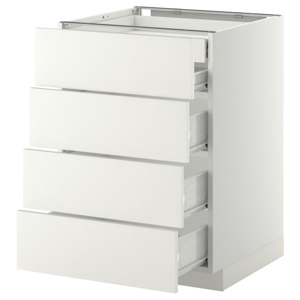 Напольный шкаф 4 фронтальных, 2 низких, 3 средних ящ, белый/Хэггеби белый 60x60 см IKEA МЕТОД / ФОРВАРА 592.619.67 - фото 1