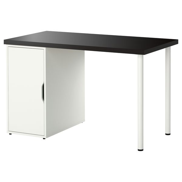 Стол ЛИННМОН / АЛЕКС, черно-коричневый, белый (120x60 см) - фото 1