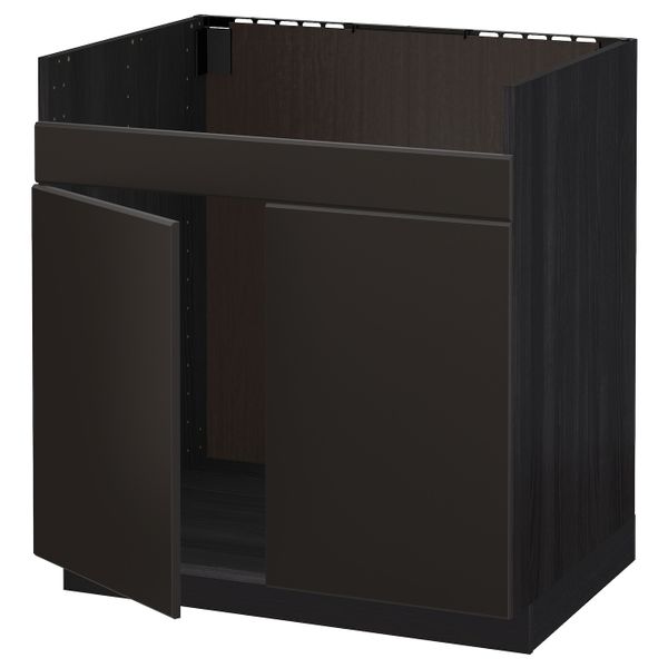 Напольный шкаф для двойной мойки ХАВСЕН, черный/Кунгсбакка антрацит 80x60 см IKEA МЕТОД 592.807.01 - схема-чертеж с размерами