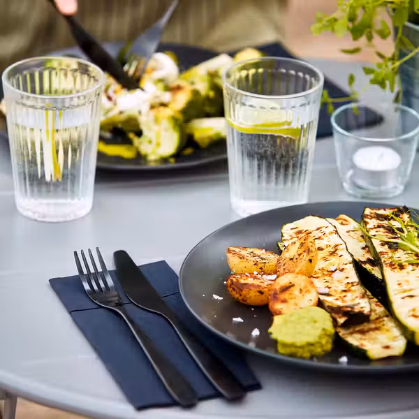 FÄRGKLAR Сервиз,18 предметов - матовая поверхность темно-серый - фото 2