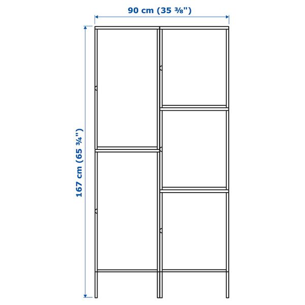 Комбинация для хранения с дверцами, белый 90x47x167 см IKEA HÄLLAN ХЭЛЛАН 592.495.22 - схема-чертеж с размерами
