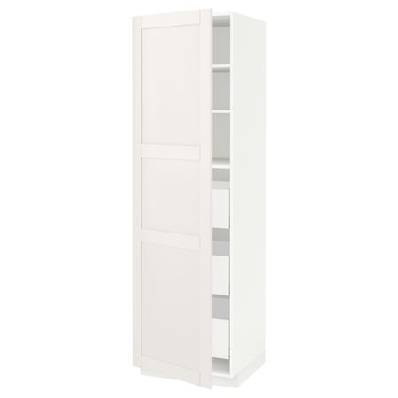 Высокий шкаф с ящиками, белый, Сэведаль белый, 60x60x200 см IKEA МЕТОД / МАКСИМЕРА 792.388.48