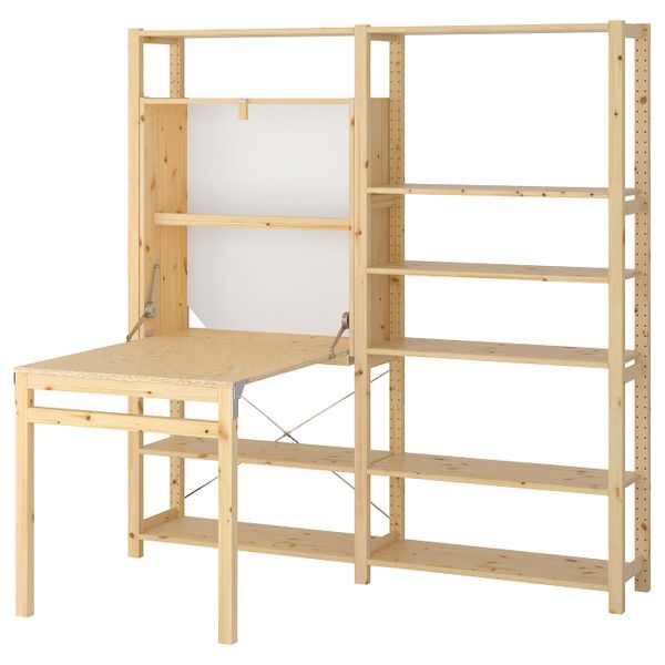 2 секции для хранения + складной столик, сосна 175x30-104x179 см IKEA IVAR ИВАР 292.485.62 - фото 2