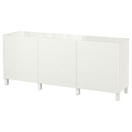 Комбинация для хранения с дверцами БЕСТО, белый, Лаксвикен белый (180x40x74 см)