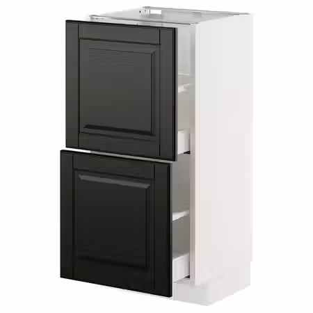 METOD / MAXIMERA Напольный шкаф с 2 ящиками - белый/Bodbyn чёрный 40x37 см
