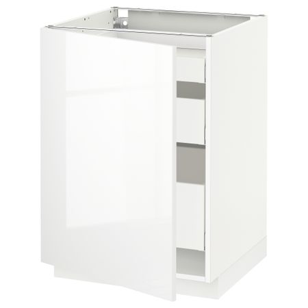 Напольный шкаф с 1 дверцей, 3 ящика МЕТОД / МАКСИМЕРА, белый, Рингульт белый
