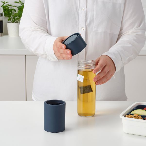 Дорожная кружка, прозрачное стекло/силикон 0.5 л IKEA EFTERSTRÄVA ЭФТРЕСТРЭВА 004.153.11 - фото 4