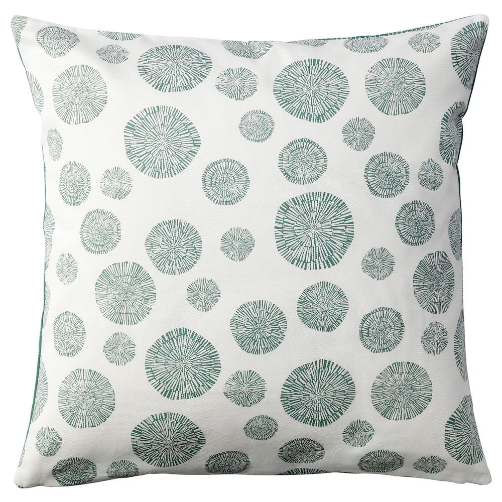 Чехол на подушку, бел/зелен, 50x50 см IKEA ТРОДПАЛЬМ 504.094.97 - фото 1
