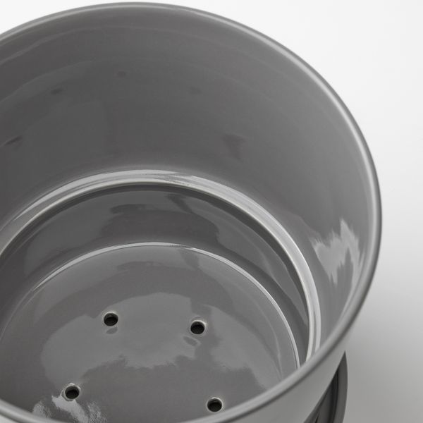 Горшок цветочный с поддоном, для дома, улицы серый, 15 см IKEA CITRUSFRUKT 205.084.32 - фото 8