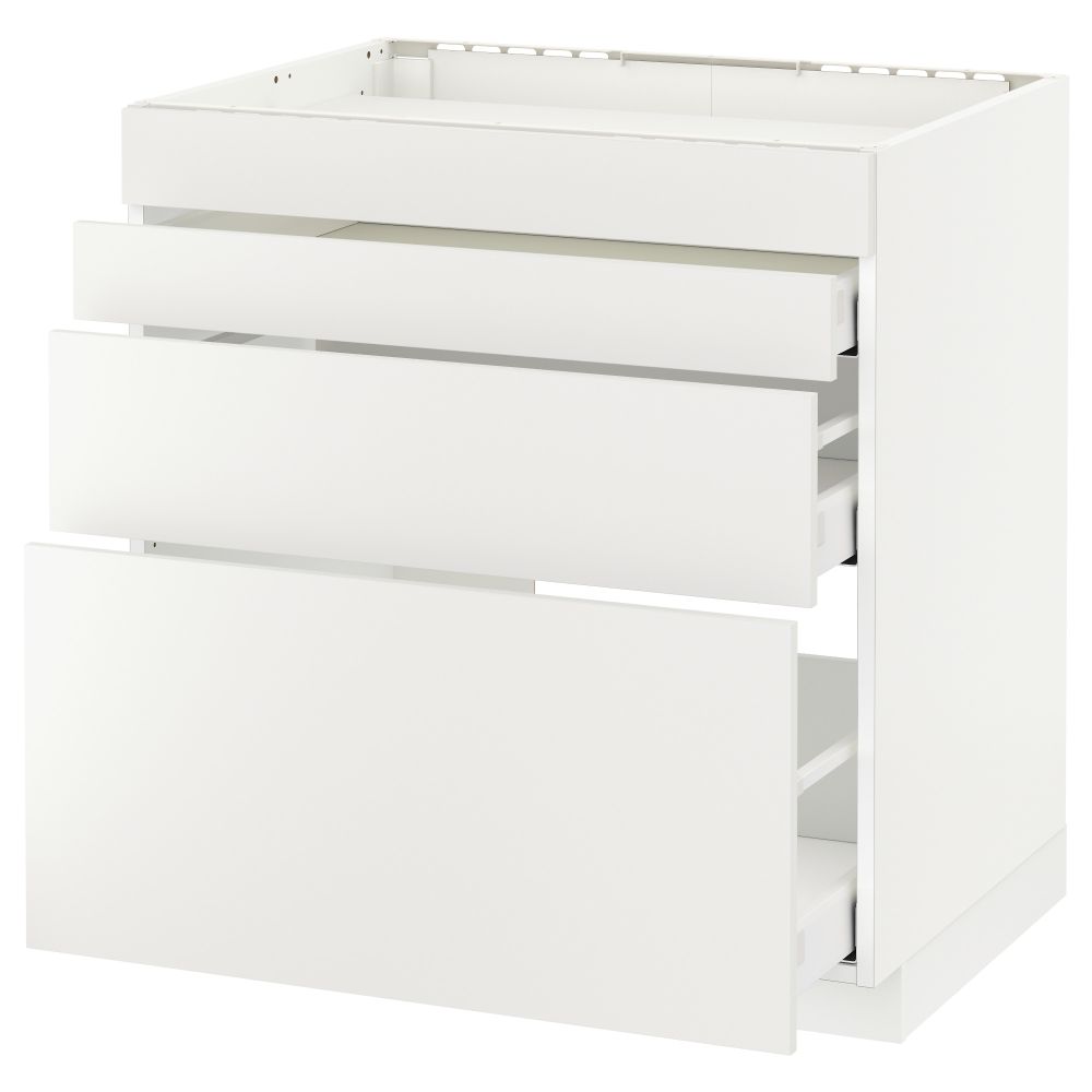 Напольный шкаф для духовки, 4фасада, 3 ящика МЕТОД / МАКСИМЕРА, белый, Хэггеби белый - схема-чертеж с размерами