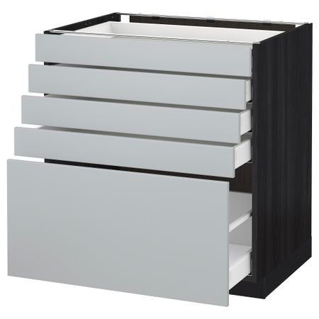 Напольный шкаф с 5 ящиками МЕТОД / МАКСИМЕРА, черный, Веддинге серый
