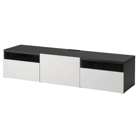 Тумба под ТВ, черно-коричневый, Лаппвикен светло-серый, 180x42x39 см IKEA БЕСТО 892.503.16