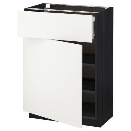 Напольный шкаф с ящиком, дверью МЕТОД / ФОРВАРА, черный, Хэггеби белый