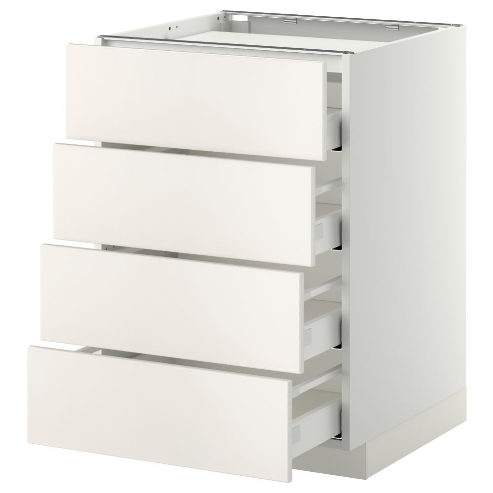 Напольный шкаф, 4 фронтальных панели, 4 ящика МЕТОД / МАКСИМЕРА, белый, Веддинге серый - фото 1