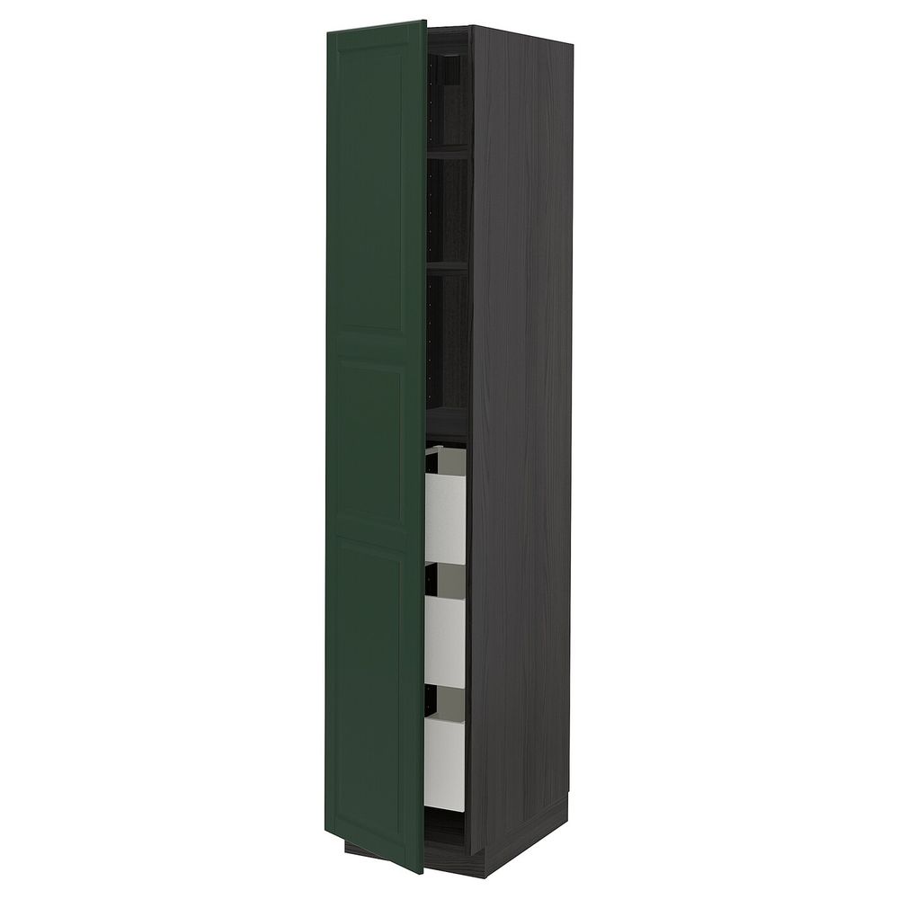 Высокий шкаф с ящиками, черный, Будбин темно-зеленый, 40x60x200 см IKEA МЕТОД / МАКСИМЕРА 593.146.78 - схема-чертеж с размерами