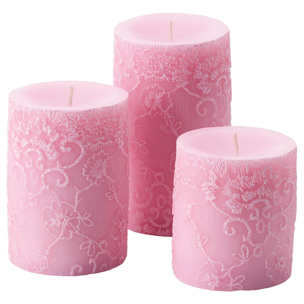 Формовая свеча, ароматическая, 3 шт КОРНИГ, яблоневый цвет, розовый - фото 1