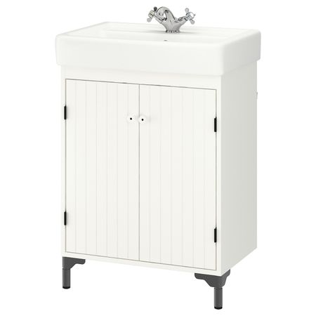 Шкаф под раковину с 2 дверец, белый/РУНШЕР смеситель 63x45x91 см IKEA SILVERÅN СИЛВЕРОН / HAMNVIKEN ХЭМНВИКЕН 092.950.93