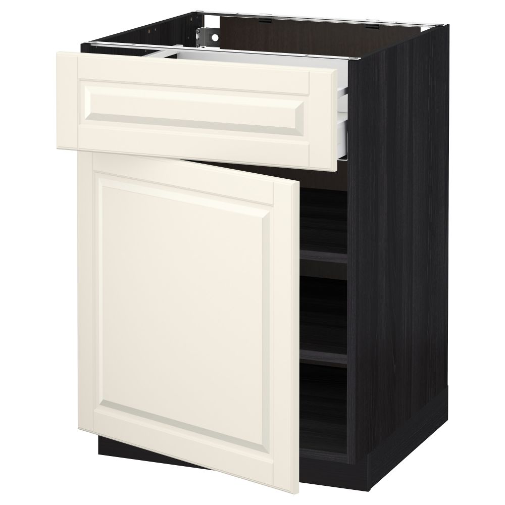 Напольный шкаф с ящиком, дверью МЕТОД / МАКСИМЕРА, черный, Будбин белый с оттенком - схема-чертеж с размерами