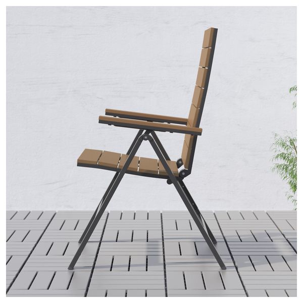 Садовое кресло, регулируемая спинка ФАЛЬСТЕР, складной черный черный, коричневый - фото 2