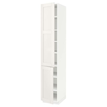 Высокий шкаф с полками, 2 дверцы, белый/Сэведаль белый 40x60x220 см IKEA METOD МЕТОД 394.453.50