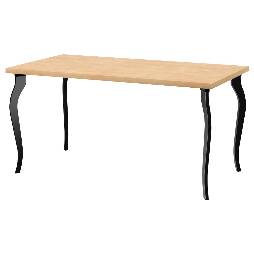 Стол ЛИННМОН / ЛАЛЛЕ, под березу, черный (150x75 см) - фото 1