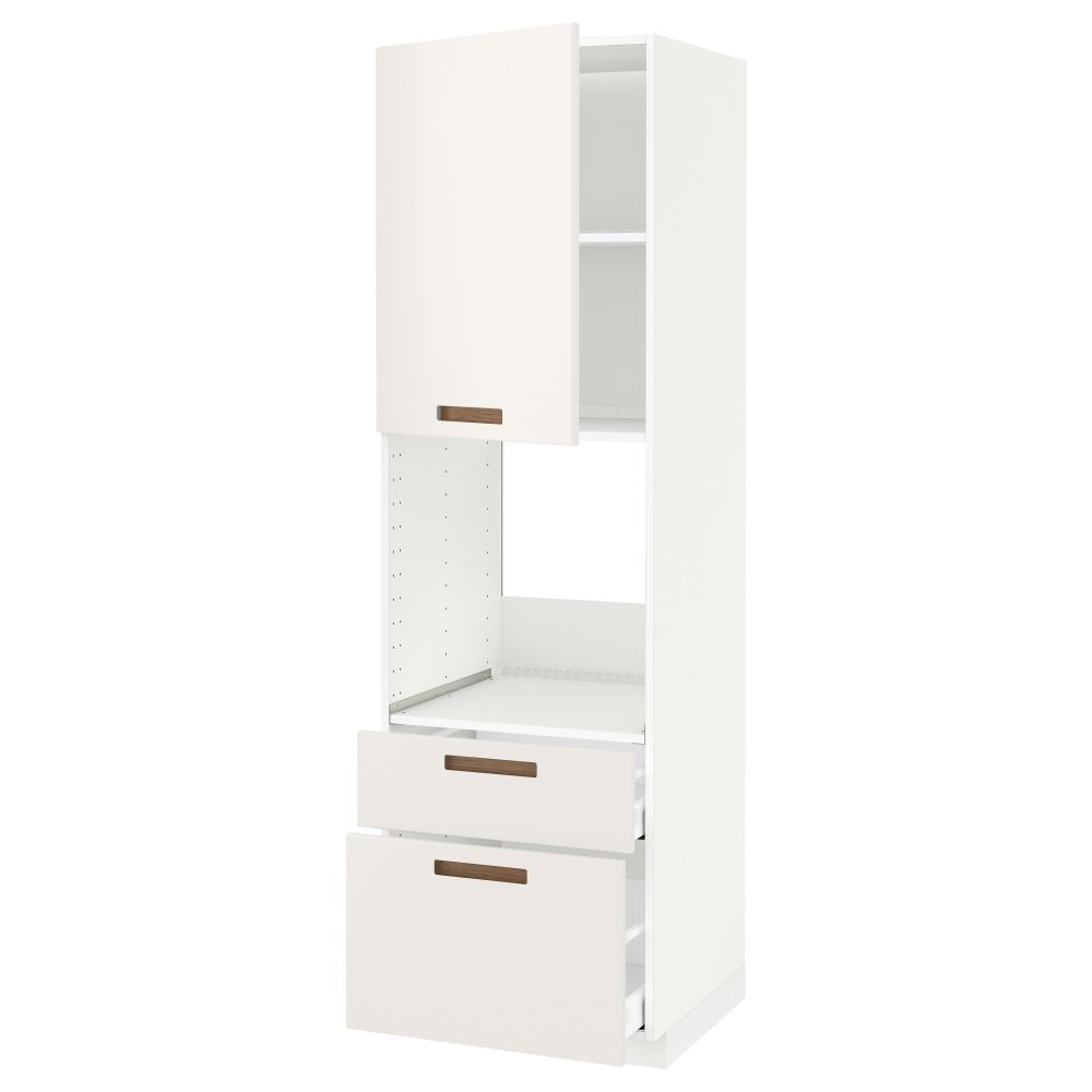 Высокий шкаф для духовки + дверь, 2 ящика МЕТОД / МАКСИМЕРА, белый, Мэрста белый - схема-чертеж с размерами