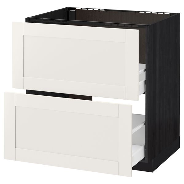 Напольный шкаф под мойку + 2 фронтальных панели, 2 ящика МЕТОД / МАКСИМЕРА, черный, Сэведаль белый - схема-чертеж с размерами