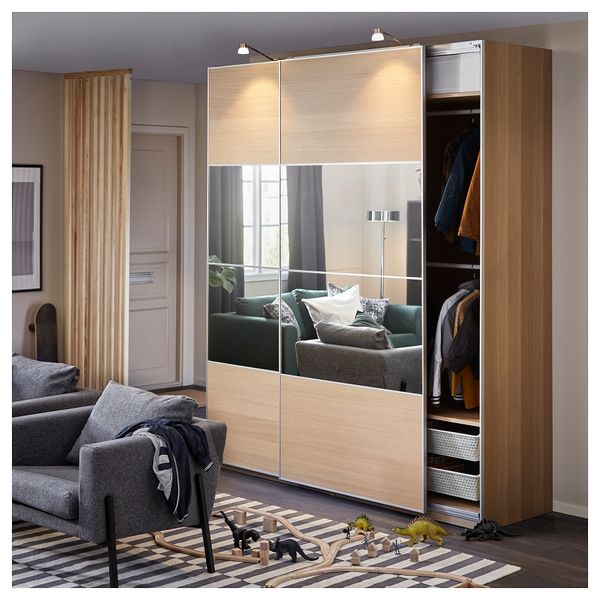 Гардероб ПАКС, под беленый дуб, Аули Ильсенг (200x66x236 см) - схема-чертеж с размерами