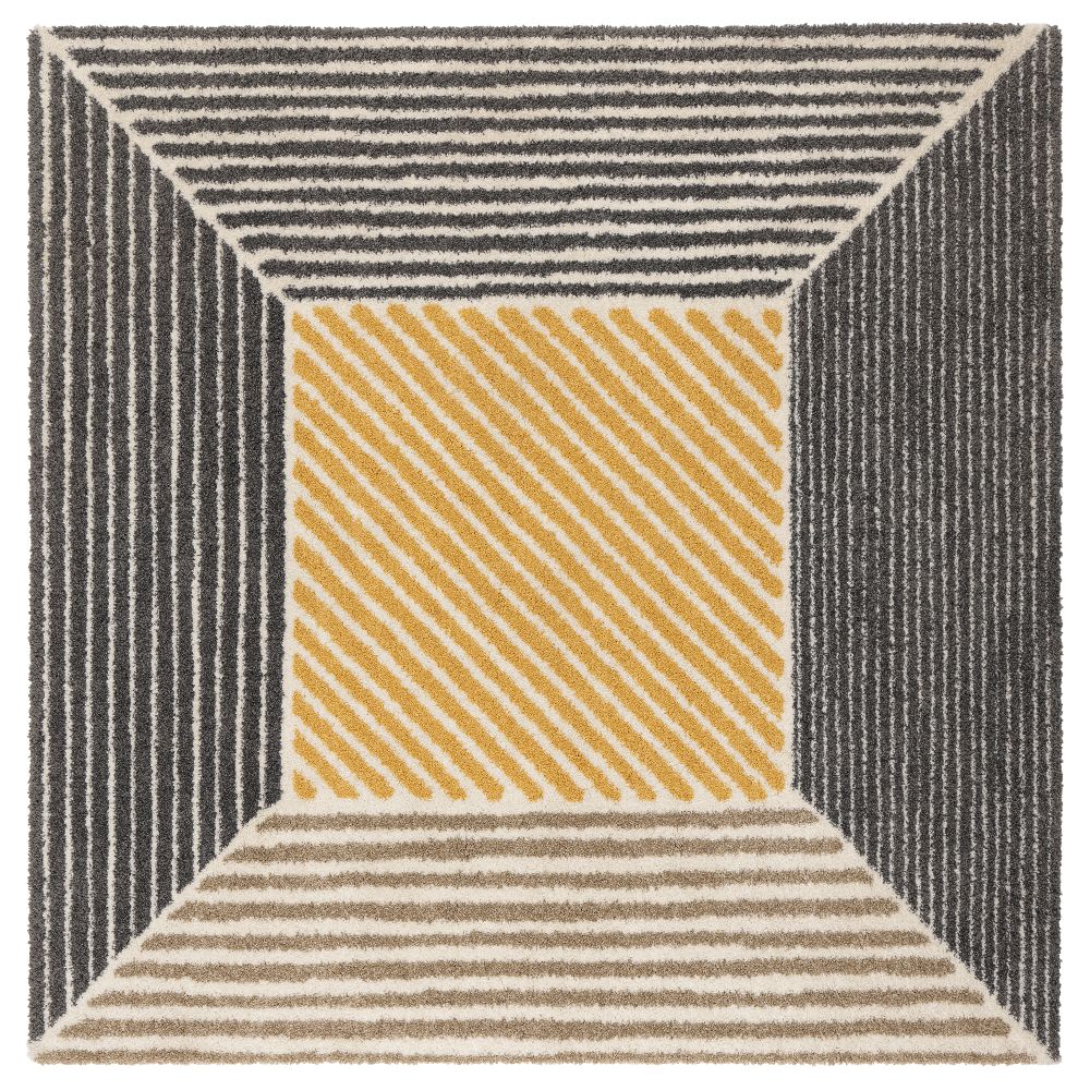 Ковер, длинный ворс БИРКЕТ, желтый, серый (200x200 см) - фото 1