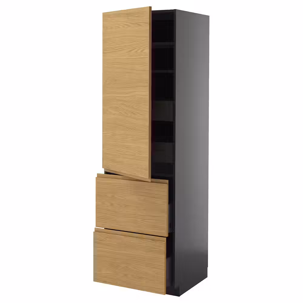 METOD / KNIVSHULT Высокий шкаф+полки/4ящ/двр/2фасада - фото 1