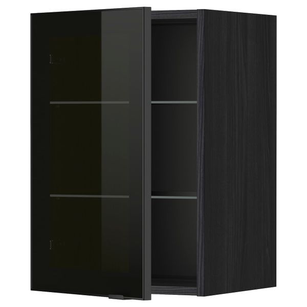 Навесной шкаф с полками, стекляными дв, черный/Ютис дымчатое стекло 40x60 см IKEA МЕТОД 493.306.07 - схема-чертеж с размерами