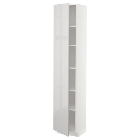 Высокий шкаф с полками, белый/Рингульт светло-серый 40x37x200 см IKEA METOD МЕТОД 494.459.72