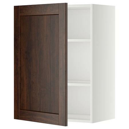 Шкаф навесной с полкой, белый/Эдсерум коричневый 60x80 см IKEA METOD МЕТОД 692.264.31