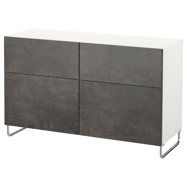 Комбинация для хранения с дверцами/ящ, белый КЭЛЛЬВИКЕН/СУЛАРП/темно-серый под бетон 120x40x74 см IKEA BESTÅ БЕСТО 792.767.03 - фото 1