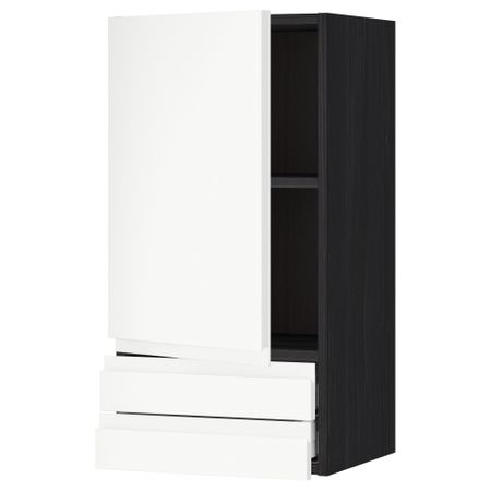Навесной шкаф с дверцей, 2 ящика МЕТОД / МАКСИМЕРА, черный, Воксторп белый
