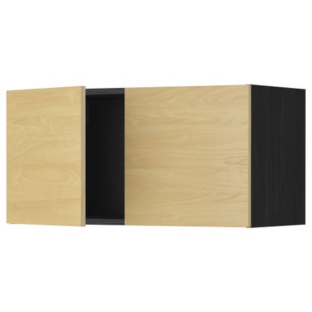 Навесной шкаф с 2 дверями МЕТОД, черный, Тингсрид береза (80x40 см)