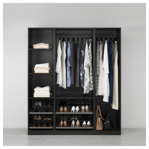 Гардероб ПАКС, черно-коричневый - схема-чертеж с размерами