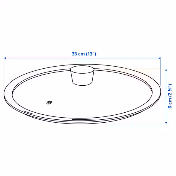 KLOCKREN Крышка для сковороды - стекло 33 см - схема-чертеж с размерами