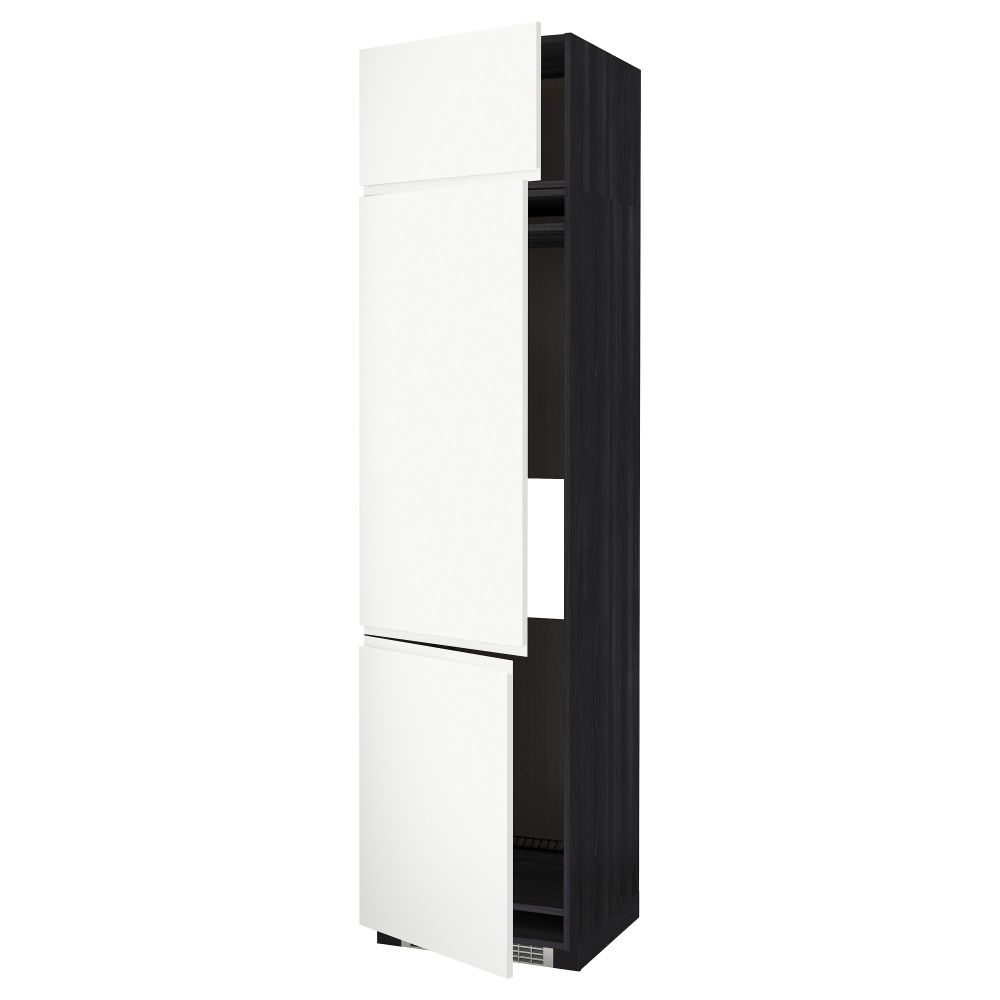 Высокий шкаф для холодильника или морозильника, с 3 дверями МЕТОД, черный, Воксторп белый - схема-чертеж с размерами