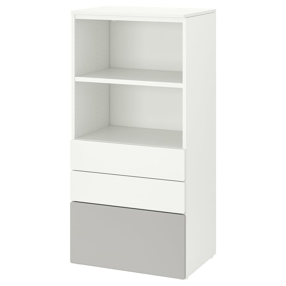 Стеллаж, белый серый/с 3 ящиками 60x42x123 см IKEA SMÅSTAD СМОСТАД / OPPHUS ОПХУС 394.205.28 - фото 1