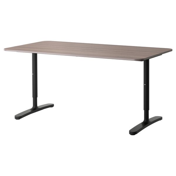 Письменный стол БЕКАНТ, серый, черный (160x80 см) - фото 1