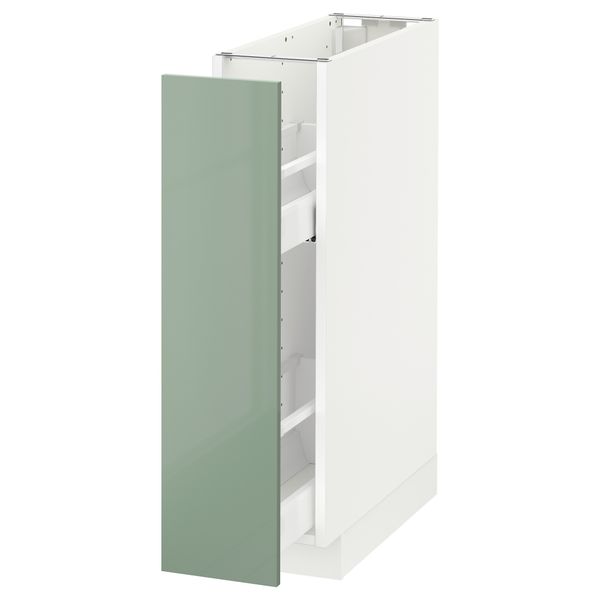 Напольный шкаф, выдвижной внутрений элемент МЕТОД, белый, Калларп светло-зеленый (20x60 см) - схема-чертеж с размерами