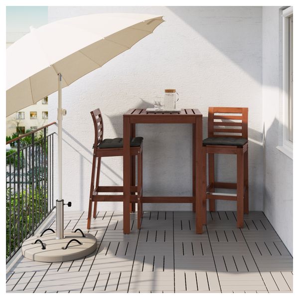 Барный стол и 2 барных стула ЭПЛАРО, коричневая морилка, Холло черный - фото 2