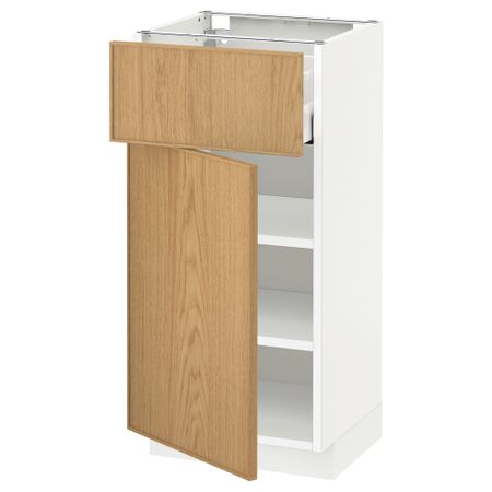 Напольный шкаф с ящиком, дверью МЕТОД / МАКСИМЕРА, белый, Экестад дуб