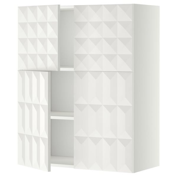 Навесной шкаф с полками, 4 дверцы МЕТОД, белый, Гэррестад белый (80x100 см) - схема-чертеж с размерами