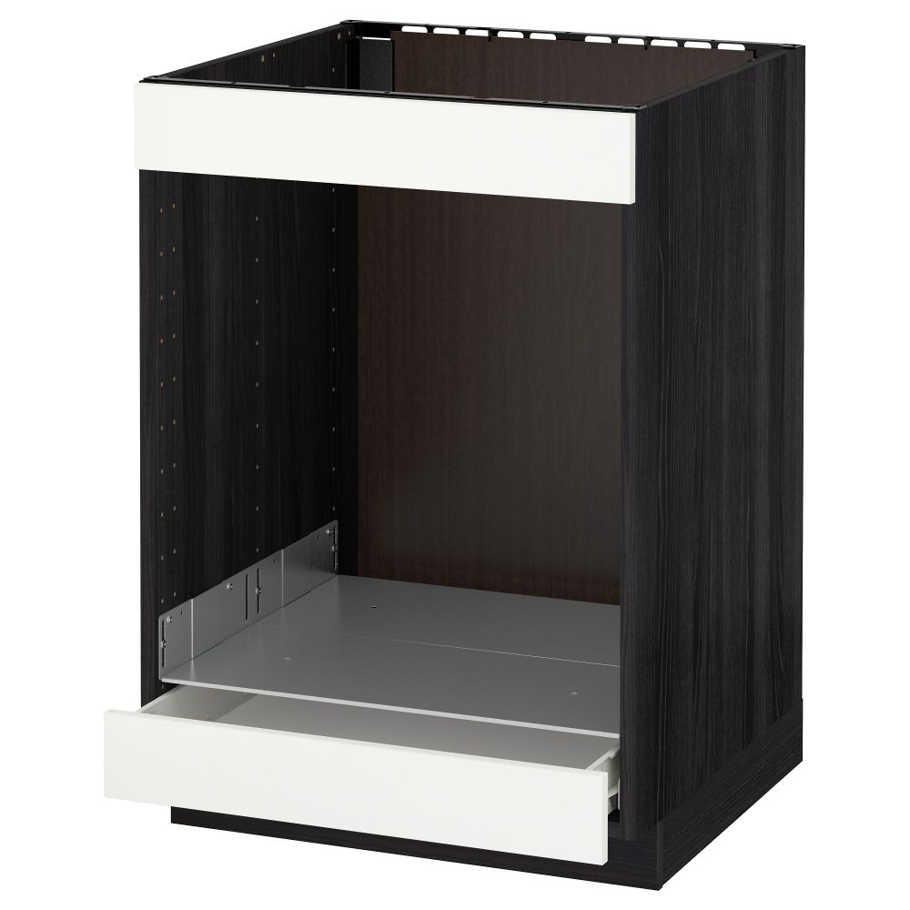 Напольный шкаф для/вароч панели+духовки/ящик МЕТОД / ФОРВАРА, черный, Хэггеби белый (60x60 см) - схема-чертеж с размерами