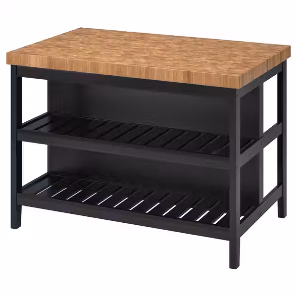 VADHOLMA Кухонн стол-остров - чёрный/дуб 126x79x90 см - фото 1