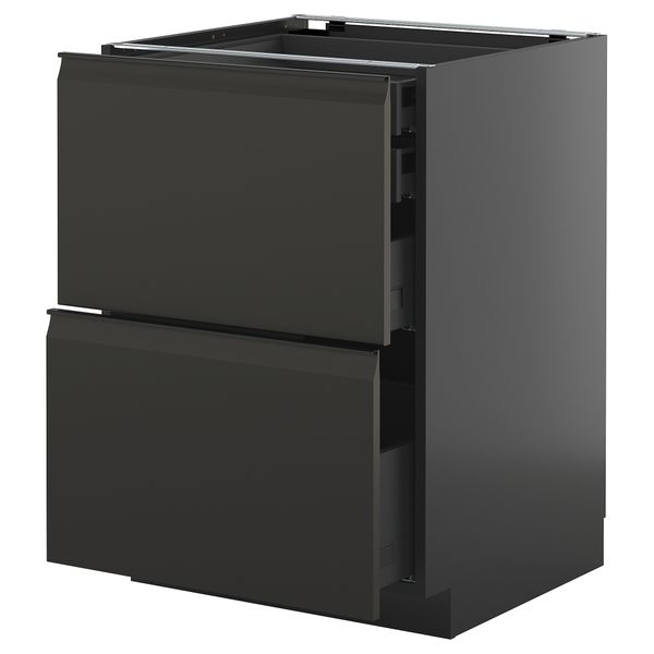 Напольный шкаф 2фасада,2низ, 1 средний, 1 встроенный ящик IKEA METOD МЕТОД, KNIVSHULT 695.892.19 - фото 1