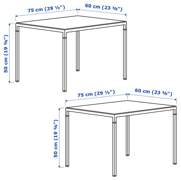 Журнальный стол/2-сторон столешница, черный/бежевый, 75x120x50 см IKEA НИБОДА 792.083.18 - схема-чертеж с размерами